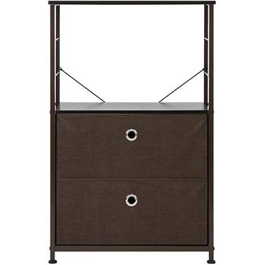 Imagem de Mesa de cabeceira de três cores, prateleira de 2 gavetas, armazenamento de móveis de cabeceira e mesa de canto para casa, quarto, escritório, dormitório universitário (cor: preto) (E)