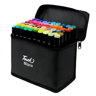 Imagem de Canetinhas Touch Marcador Ponta Dupla Com Estojo 60 Unidades - OEM