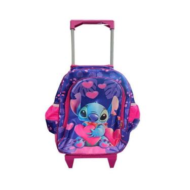 Imagem de Mochila Escolar Infantil Com Rodinhas Baby Stitch Roxo - Gv Bolsas