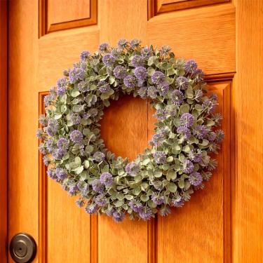 Imagem de Guirlanda Artificial Enfeite Decorativo Coroa De Flores 25cm Roxo