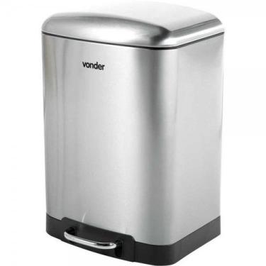 Imagem de Lixeira Retangular 12 Litros Aço Inox Cinza Vonder