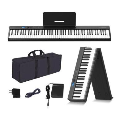 Imagem de Teclado de Piano KONIX 88 Teclas Dobrável com Bluetooth - Inclui Bolsa