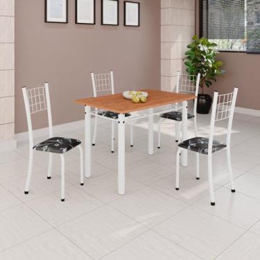 Imagem de Conjunto de Mesa Tubular 100x60cm Tampo em MDF e 4 Cadeiras Dany Branc