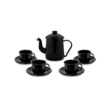 Imagem de Conjunto de Café Esmaltado Preto - 9 peças - Linha Ewel