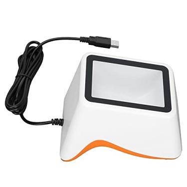 Imagem de Zyyini Scanner de código de barras para desktop, leitor de código de barras com fio USB e mãos livres, pagamento 2D, plataforma pequena, caixa de digitalização de código de pagamento móvel, para loja, supermercado, restaurante e dispositivos de dinheiro