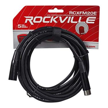 Imagem de Rockville Cabo de microfone XLR fêmea para macho, 100% cobre, preto, 6 metros (RCXFM20E-B)