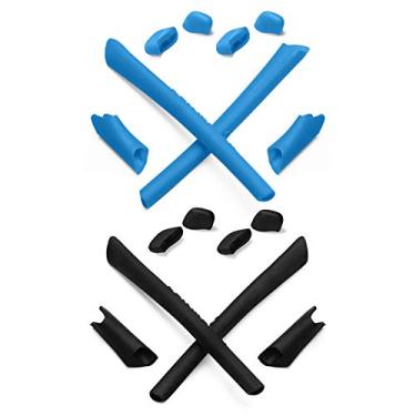 Imagem de Mryok 2 pares de kits de substituição de fones de ouvido para meia jaqueta/meia jaqueta Oakley XLJ/meia jaqueta ajuste asiático - azul celeste e preto