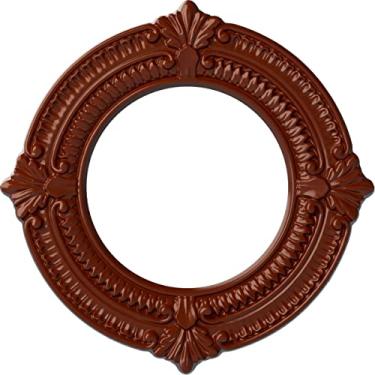 Imagem de Ekena Millwork CM11BNFIF Medalhão de teto Benson, diâmetro externo de 29 cm x 16 cm x 15 cm de diâmetro x 15 mm de altura, tijolo de fogo pintado à mão