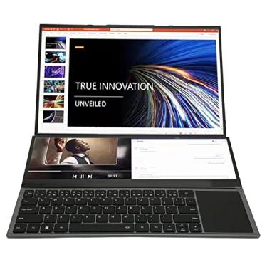 Imagem de Laptop de Tela Dupla, Tela Principal HD de 16 Polegadas, Tela Secundária de Controle de Toque de 14 Polegadas, Notebook Portátil, Memória de 8 G, Estado Sólido de 256 G, BT5.0, Placa de Rede Rj45 (Plugue dos EUA)