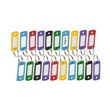 Imagem de Lucky Line Etiqueta de plástico colorida flexível com anel dividido de 1,9 cm em cores sortidas, 75 etiquetas (16975)