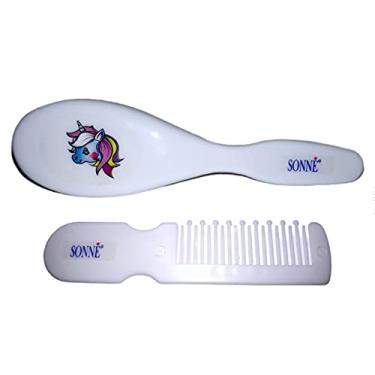 Imagem de Sonne Kit Pente E Escova Para Bebê Unicórnio Branco