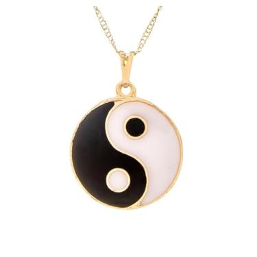 Imagem de Gargantilha Pingente Esotérico Yin Yang 2cm P/equilibrio Paz (Dourado)