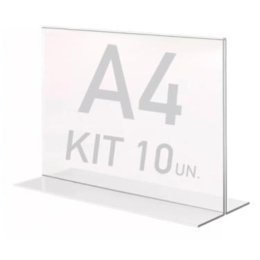 Imagem de Display Expositor T A4 21x30cm Horizontal Acrílico Ps 10 Pçs