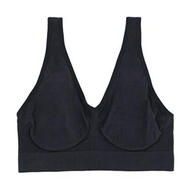 Imagem de Hanes Sutiã feminino confortável sem fio, sutiã pulôver de cobertura total, sutiã camiseta sem costura, Preto, 3X-Large