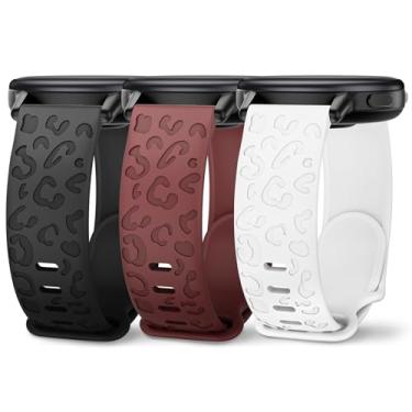 Imagem de Huadea Pacote com 3 pulseiras de relógio com gravação de leopardo compatíveis com Garmin Vivoactive 4/Venu 2/Venu 3, pulseira de silicone Cheetah de 22 mm para Garmin Forerunner