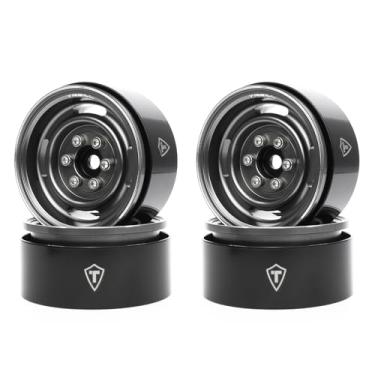 Imagem de TREAL 1.9 Beadlock Wheel Rims Heavy Duty Vintage Style CNC 1.9 Inch Wheels(4P) for 1:10 RC Crawler TRX-4 SCX10 III SCX10 PRO SCX10 II -Type P(Gray)