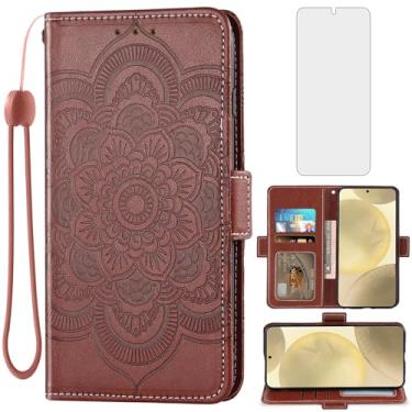 Imagem de Asuwish Capa de telefone para Samsung Galaxy S24 5G capa carteira com protetor de tela de vidro temperado e suporte de cartão de crédito flip de couro com alça de pulso acessórios de celular S 24 24S