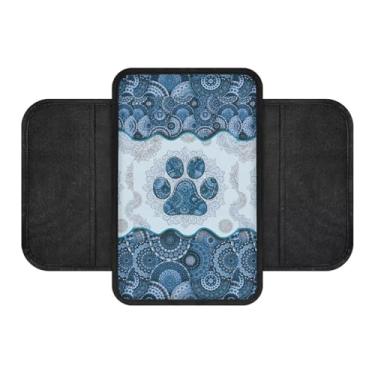 Imagem de LACIYISON Capa de apoio de braço de carro com estampa de pata de cachorro mandala Boho com bolsos laterais almofada de apoio de braço de carro elástica resistente ao desgaste capa protetora de caixa