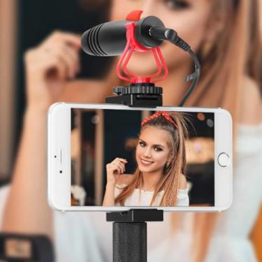 Imagem de KINGSTER Microfone de Vídeo Profissional para Câmera com Suporte Antichoque e Para-brisa - Compacto, Compatível com Smartphones, Câmeras Universais, Canon EOS, Nikon, Sony