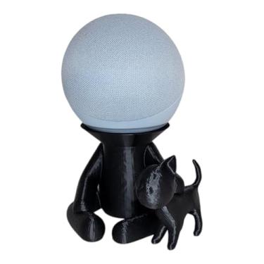 Imagem de Suporte Para Echo Dot Alexa 4 e 5 Geração - Tema Gato Gatinho - PRETO