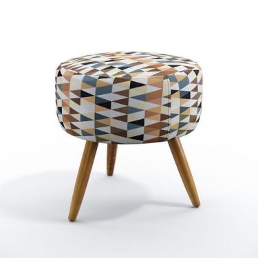 Imagem de Puff Solar Para Sala de Estar Sued Estampado Laranja Aradecor