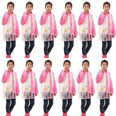 Imagem de kit 12 Capa de chuva infantil para menina menino com capuz e bolsos pv