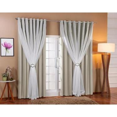 Imagem de Cortina Voil Forro Blackout Tecido 3,00X2,20 Palha - Doce Lar Enxovais