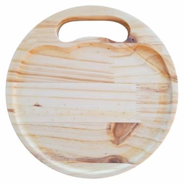 Imagem de KIAGA, Tábua para Servir Petiscos Porções e Frios em Madeira de Pinus Natural com Óleo Mineral - Redonda 25cm Cor:PINUS NATURAL