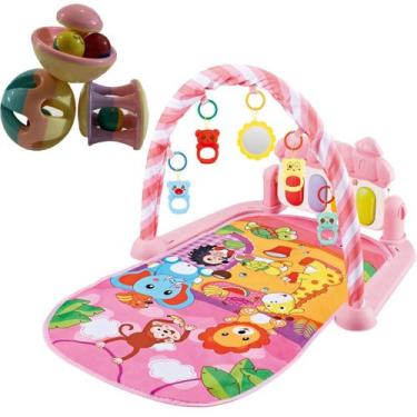 Imagem de Kit Tapete de Atividade Rosa e Chocalho Divertido Interativo - Color B