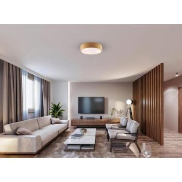 Imagem de Plafon Luminaria Sobrepor Teto Redondo Dourado 32cm Moderno Estilo Sus