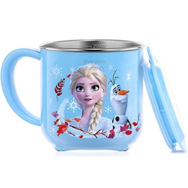 Imagem de Disney Frozen Elsa Anna Blue ABS copo de aço inoxidável com tampa, 250 ml