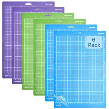 Imagem de Boocalny Pacote com 6 tapetes de corte para Cricut Joy Xtra, tapetes de corte adesivos de 21,6 x 30,5 cm para artesanato, 2 leves aderentes, 2 aderentes padrão, 2 tapetes de corte reutilizáveis para