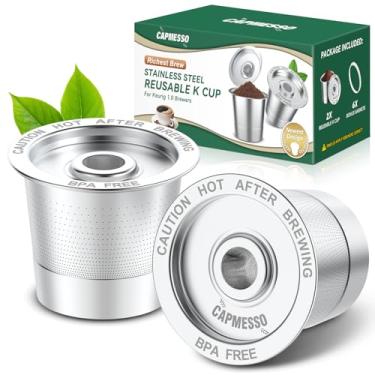 Imagem de CAPMESSO Cápsulas de café reutilizáveis para Keurig 1.0: copo K recarregável de aço inoxidável - Filtro de café reutilizável para cafeteira Keurig 1.0, permanente, ecologicamente correto, design