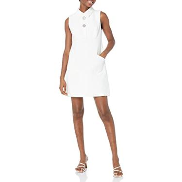 Imagem de Trina Turk Vestido feminino enfeitado com botões, Branco de inverno, 42