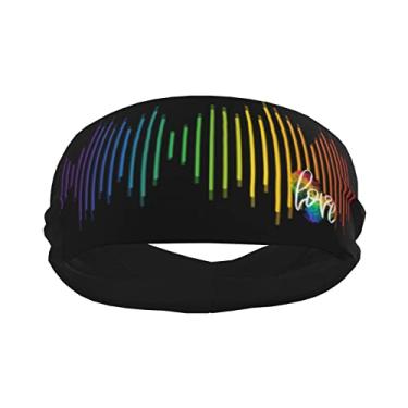 Imagem de Faixa de cabelo com faixa de cabelo LGBT Pride para corrida, treino, academia, ciclismo, tênis, ioga