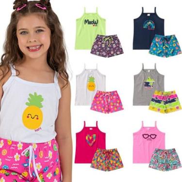 Imagem de Kit 5 Conjuntos de Roupa Infantil Menina Verão Tamanho 1 ao 8 anoS - D