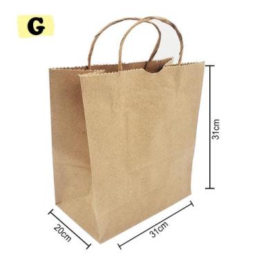 Imagem de 10 Sacolas de Papel Kraft Pardo Delivery C/ Alça (com TAG de agradecim