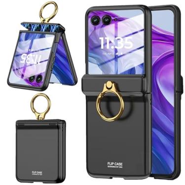 Imagem de YQODSZ Capa para Motorola Razr+ Plus 2024 com suporte de anel, Razr+ Plus 2024 Slim Case com protetor de tela All-Inclusive Matte Hard PC capa de proteção de dobradiça para Motorola Razr 50 Ultra