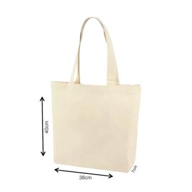 Imagem de Kit 10 Bolsas Sacolas Ecobag Algodão Cru Lisa Pronta Entrega - PLATAFO