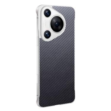 Imagem de LTLMYDAM Capa elegante para Huawei Pura 70 Ultra/70 Pro/70 Pro+/70, textura de fibra de carbono sem moldura, capa de couro fina, antiqueda, antiderrapante, preta, 70 Ultra