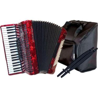 Imagem de Acordeon 41 teclas e 120 baixos vermelho com bag yw827 todeschini