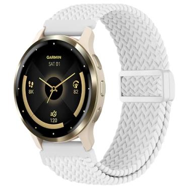 Imagem de EverAct Pulseira de nylon trançado magnético de 22 mm compatível com Garmin Vivoactive 4/Venu 3/Venu 2, pulseira de substituição elástica macia e elástica para Forerunner 265/255/255 Music masculina e