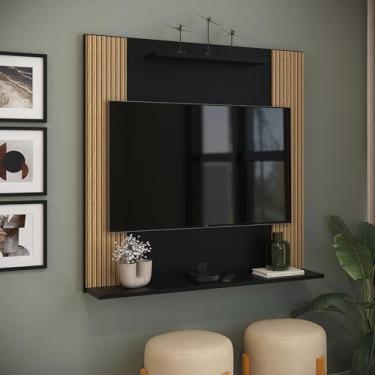 Imagem de Painel Suporte Para TV Sala Quarto Ripado C/Prateleira Suspenso Até 32 Polegadas (Branco/Ripado)