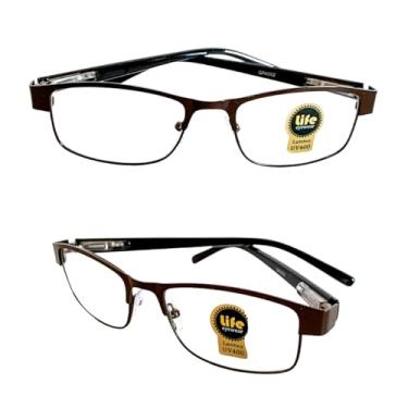 Imagem de Armação Óculos Grau Metalico Grafite Para Leitura Perto (+1.75)