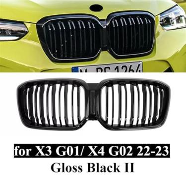 Imagem de Compatível para BMW X3 G01 / X4 G02 2022 2023 SDrive20i XDrive20i M40i Sports M Style Grades dianteiras de rim SUV Carro Tuning Grille(22-23 GB Dual Slat)