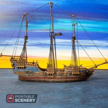 Imagem de Frigate MK2 Ship DND Terrain 28mm for Dungeons and Dragons, D&D, Pathfinder, Warhammer 40k, RPG, Miniatures, Age of Sigmar, Tabletop, D and D, Dungeons and Dragons Gifts