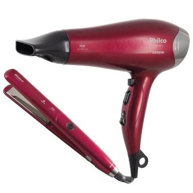 Imagem de Kit Beleza Pkt3250 Cherry Philco Secador E Prancha 220v