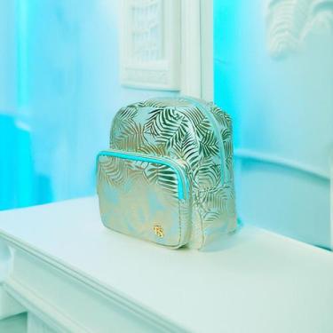 Imagem de Mochila De Costas Feminina Brilhosa Folhas Passeio Cor:Verde - Innovar