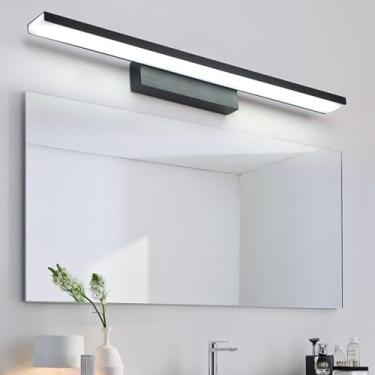 Imagem de GZZBMY Candeeiros de parede LED espelho de banheiro luz moderna arandela de parede de alumínio acrílico imagem sobre espelho barbeador de maquiagem guarda-roupa quarto sala de estar (luz neutra preta