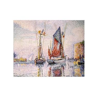 Imagem de Paul Signac Famosas Pinturas-Impressas em Tela-Barcos partem-Moderno Pôster Decoração Sala de Estar e Quarto 60x80cm24x31in Sem Moldura
